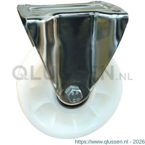 Protempo serie 34-31 bok transportwiel plaatbevestiging RVS gaffel naturel PP (of PA) 150 mm kogellager 334.156.316.000