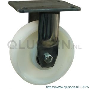 Protempo serie 34-32 bok transportwiel plaatbevestiging RVS gaffel naturel PP (of PA) 200 mm kogellager RVS 334.208.326.100