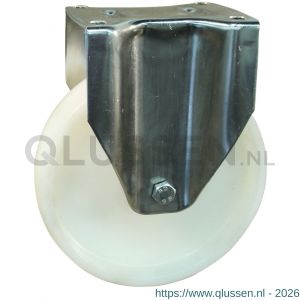 Protempo serie 34-31 bok transportwiel plaatbevestiging RVS gaffel naturel PP (of PA) 200 mm rollager RVS 334.209.316.050