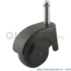 Protempo serie 50-08 zwenk apparatenwiel pen zwarte kunststof gaffel grijze PP velg TPE band 50 mm kogellager 450.506.085.000