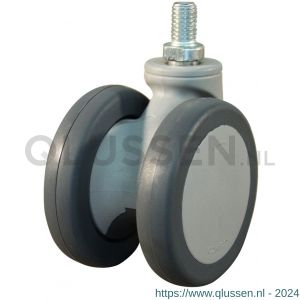 Protempo serie 55-74 zwenk apparatenwiel draadstift M10 PA gaffel grijze PA velg PU band 65 mm glijlager 455.651.744.000