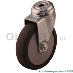 Protempo serie 64-40 zwenk apparatenwiel boutgat stalen gaffel grijs TPE 100 mm kogellager 464.106.400.000