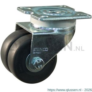Protempo serie 64-42 zwenk apparatenwiel plaatbevestiging stalen gaffel grijs TPE 50 mm kogellager 464.506.426.000