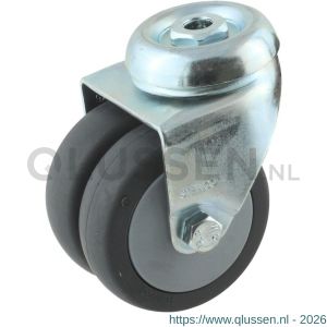 Protempo serie 64-42 zwenk apparatenwiel boutgat stalen gaffel grijs TPE 75 mm glijlager 464.751.420.000