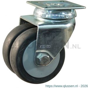Protempo serie 64-42 zwenk apparatenwiel plaatbevestiging stalen gaffel grijs TPE 75 mm glijlager 464.751.426.000