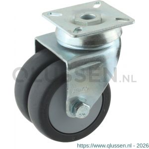 Protempo serie 64-42 zwenk apparatenwiel plaatbevestiging stalen gaffel grijs TPE 75 mm kogellager 464.756.426.000