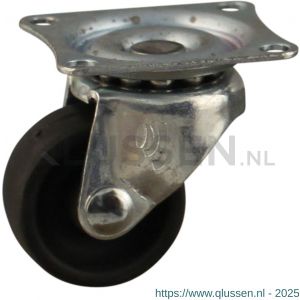 Protempo serie 65-44 apparatenwiel zwenk plaatbevestiging stalen gaffel zwart PP 25 mm glijlager 465.251.446.000