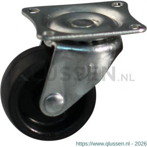 Protempo serie 65-44 apparatenwiel zwenk plaatbevestiging stalen gaffel zwart PP 32 mm glijlager 465.321.446.000