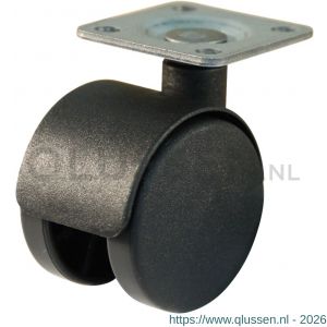 Protempo serie 65-68 zwenk apparatenwiel plaatbevestiging stalen gaffel grijs TPE 40 mm glijlager 465.401.686.100