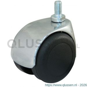 Protempo serie 65-67 zwenk apparatenwiel draadstift M8 verchroomde gaffel zwart PA 50 mm glijlager 465.501.677.000