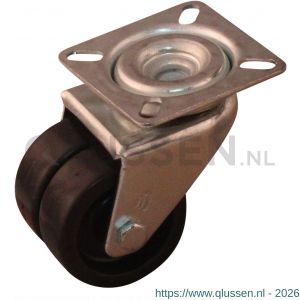 Protempo serie 65-62 apparatenwiel zwenk plaatbevestiging stalen gaffel zwart PP 75 mm glijlager 465.751.626.000