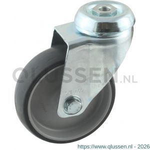 Protempo serie 66-51 zwenk apparatenwiel boutgat stalen gaffel grijze PA velg TPE band 100 mm glijlager 466.101.510.010