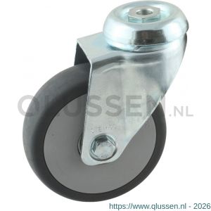 Protempo serie 66-51 zwenk apparatenwiel boutgat stalen gaffel grijze PA velg TPE band 100 mm kogellager 466.106.510.010
