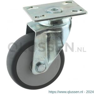 Protempo serie 66-51 zwenk apparatenwiel plaatbevestiging stalen gaffel grijze PA velg TPE band 100 mm kogellager 466.106.516.000