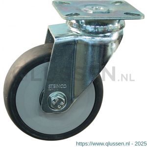 Protempo serie 66-51 zwenk apparatenwiel plaatbevestiging stalen gaffel grijze PA velg TPE band 100 mm kogellager 466.106.516.100