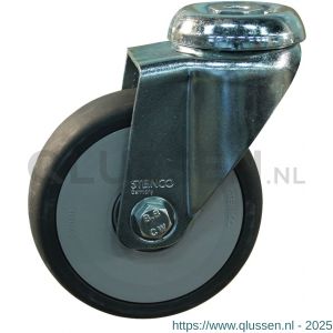 Protempo serie 66-51 zwenk apparatenwiel boutgat stalen gaffel grijze PA velg TPE band 125 mm kogellager 466.126.510.010