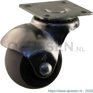 Protempo serie 66-54 zwenk apparatenwiel plaatbevestiging stalen gaffel grijze PA velg TPE band 40 mm glijlager 466.401.546.000