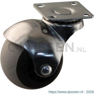 Protempo serie 66-54 zwenk apparatenwiel plaatbevestiging stalen gaffel grijze PA velg TPE band 50 mm glijlager 466.501.546.000