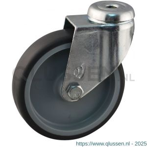 Protempo serie 68-60 zwenk apparatenwiel boutgat stalen gaffel grijze PA velg TPE band 100 mm glijlager 468.101.600.000