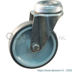 Protempo serie 68-37 zwenk apparatenwiel boutgat RVS gaffel grijze PA velg TPE band 125 mm glijlager 468.121.370.000