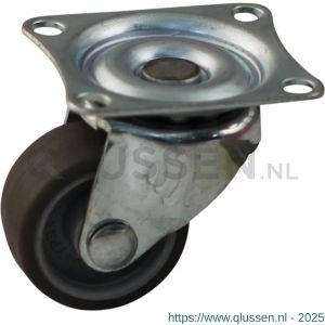 Protempo serie 68-44 zwenk apparatenwiel plaatbevestiging stalen gaffel grijze PA velg TPE band 25 mm glijlager 468.251.446.000