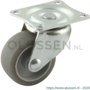 Protempo serie 68-44 zwenk apparatenwiel plaatbevestiging stalen gaffel grijze PA velg TPE band 32 mm glijlager 468.321.446.000