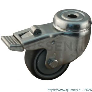 Protempo serie 68-60 zwenk apparatenwiel boutgat dubbele rem voorloop stalen gaffel grijze PA velg TPE band 50 mm kogellager 468.506.600.300