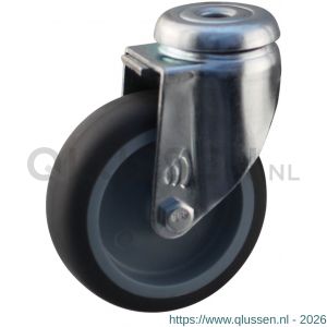 Protempo serie 68-60 zwenk apparatenwiel boutgat stalen gaffel grijze PP velg TPE band 75 mm glijlager 468.751.600.000