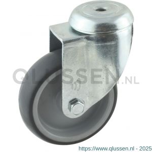 Protempo serie 69-61 zwenk apparatenwiel boutgat stalen gaffel grijze PP velg TPE band 125 mm glijlager 469.121.610.000