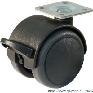 Protempo serie 74-68 zwenk apparatenwiel plaatbevestiging zwart kunststof huis PA velg grijze PU band 50 mm glijlager 474.501.686.800