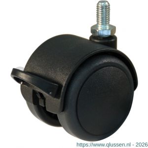 Protempo serie 74-68 zwenk apparatenwiel draadstift M8 zwart kunststof huis PA velg grijze PU band 50 mm glijlager 474.501.687.800