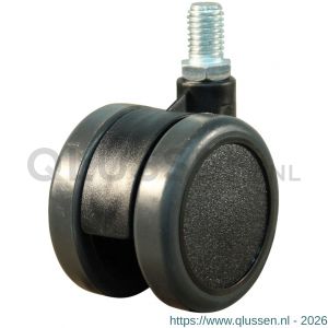 Protempo serie 74-73 zwenk apparatenwiel draadstift M10 zwart kunststof huis PA velg grijze PU band 50 mm glijlager 474.501.734.000