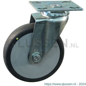 Protempo serie 93-51 zwenk apparatenwiel plaatbevestiging stalen gaffel grijze PP velg electrisch geleidend TPE loopvlak 125 mm kogellager 493.126.516.000