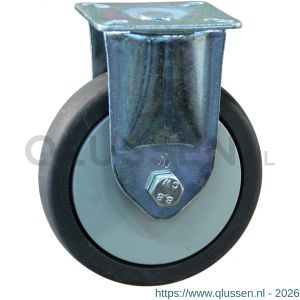 Protempo serie 64 bok apparatenwiel plaatbevestiging stalen gaffel grijze PP velg TPE band 50 mm kogellager 564.506.606.000