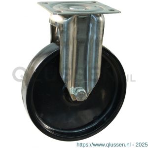 Protempo serie 65-37 bok apparatenwiel plaatbevestiging RVS gaffel grijze PP velg electrisch geleidend TPE loopvlak 50 mm glijlager 565.501.376.000