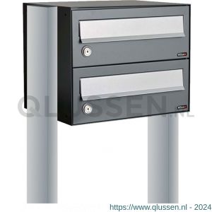 Allux Hive set postkast staal verzinkt gepoedercoat 1-breed 2-hoog op statief antraciet 40030065_1x2s