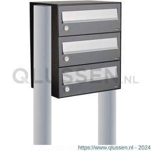 Allux Hive set postkast staal verzinkt gepoedercoat 1-breed 3-hoog op statief antraciet 40030065_1x3s