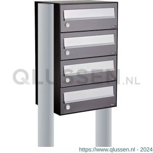 Allux Hive set postkast staal verzinkt gepoedercoat 1-breed 4-hoog op statief antraciet 40030065_1x4s