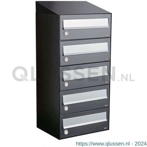 Allux Hive set postkast staal verzinkt gepoedercoat 1-breed 5-hoog met dak antraciet 40030065_1x5d