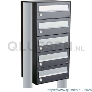 Allux Hive set postkast staal verzinkt gepoedercoat 1-breed 5-hoog op statief antraciet 40030065_1x5s