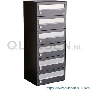 Allux Hive set postkast staal verzinkt gepoedercoat 1-breed 6-hoog antraciet 40030065_1x6