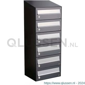 Allux Hive set postkast staal verzinkt gepoedercoat 1-breed 6-hoog met dak antraciet 40030065_1x6d