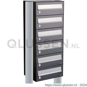 Allux Hive set postkast staal verzinkt gepoedercoat 1-breed 6-hoog op statief antraciet 40030065_1x6s