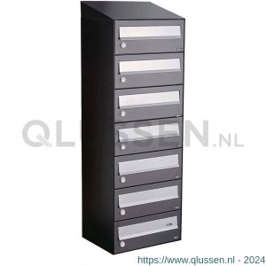 Allux Hive set postkast staal verzinkt gepoedercoat 1-breed 7-hoog met dak antraciet 40030065_1x7d