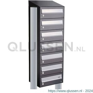 Allux Hive set postkast staal verzinkt gepoedercoat 1-breed 7-hoog met dak op statief antraciet 40030065_1x7ds