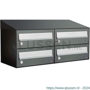 Allux Hive set postkast staal verzinkt gepoedercoat 2-breed 2-hoog met dak antraciet 40030065_2x2d