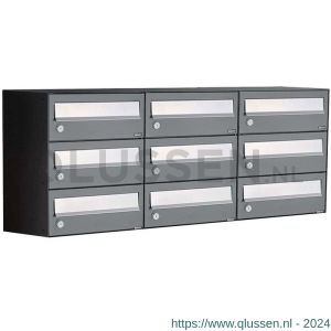 Allux Hive set postkast staal verzinkt gepoedercoat 3-breed 3-hoog antraciet 40030065_3x3