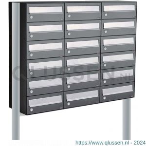 Allux Hive set postkast staal verzinkt gepoedercoat 3-breed 6-hoog op statief antraciet 40030065_3x6s