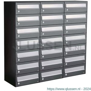 Allux Hive set postkast staal verzinkt gepoedercoat 3-breed 7-hoog antraciet 40030065_3x7