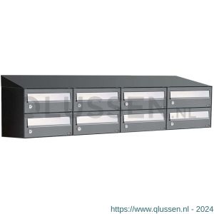 Allux Hive set postkast staal verzinkt gepoedercoat 4-breed 2-hoog met dak antraciet 40030065_4x2d